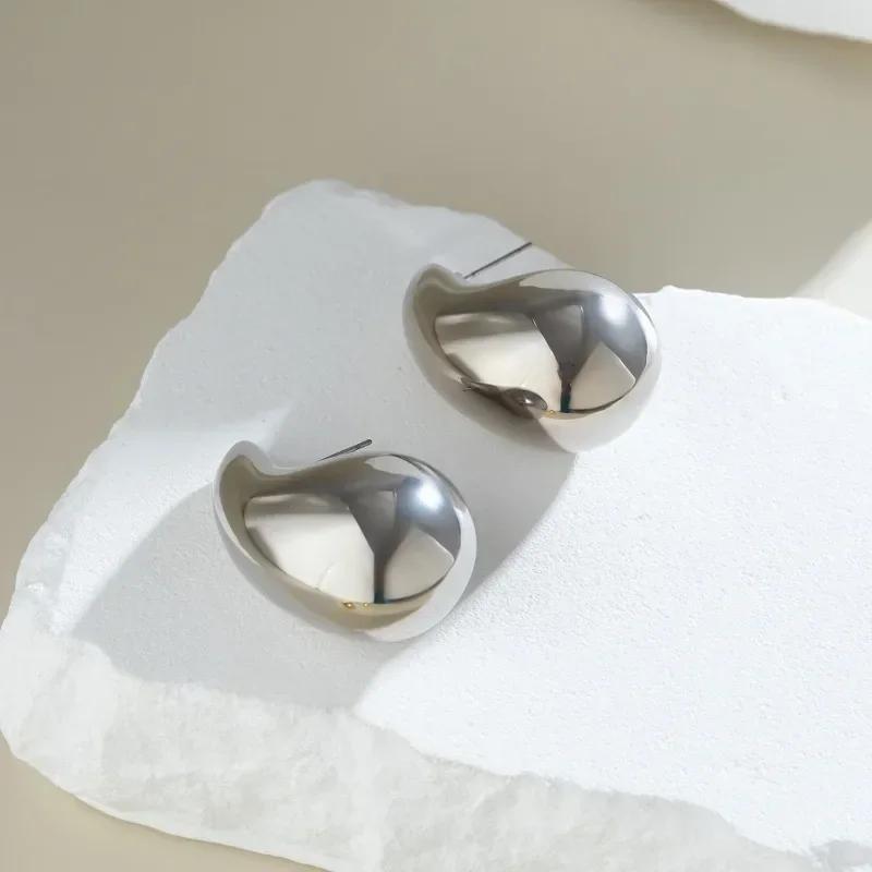 Модные массивные куполообразные серьги-кольца для женщин, винтажные позолоченные толстые серьги-капли, легкие серьги-гвоздики для ушей