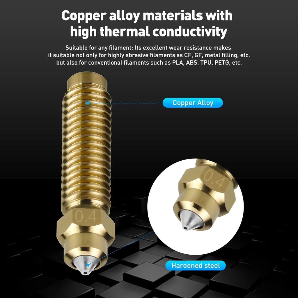 Chromium Zirconium Copper Bimetallic Nozzle For Elegoo Centauri 0.2/0.4/0.6/0.8mm Centauri Carbon Hotend Nozzles 3D Printer Part