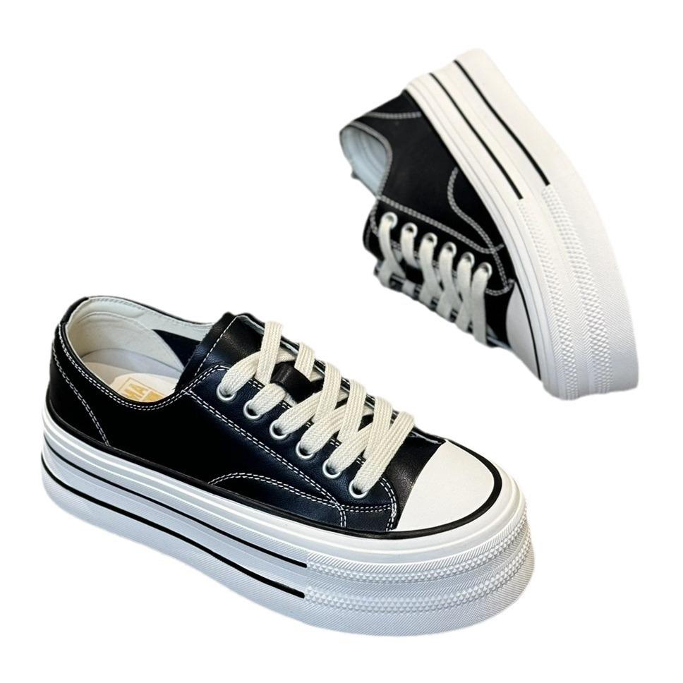 Platform Canvas Shoes Women's 2025 Spring New Small Casual Sports Board Shoes Versatile Popular Muffin White Shoes