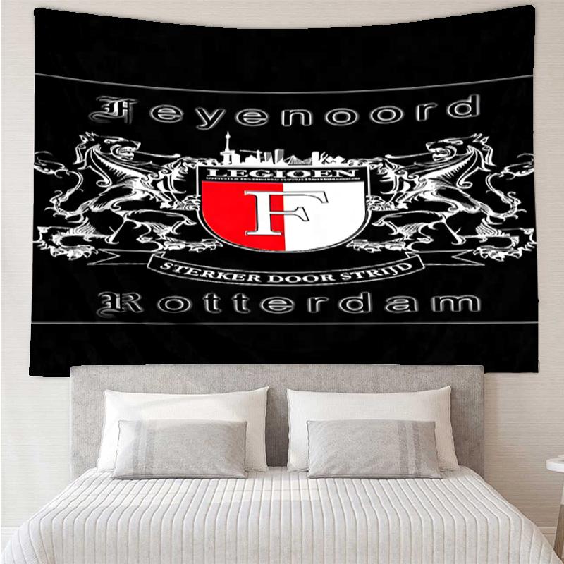 Feyenoord Rotterdam logo Tapestry for Bedroom Aesthetic Classroom Tapestries Wall Hanging for Living Room Dorm Office,Ideal Creative Gift