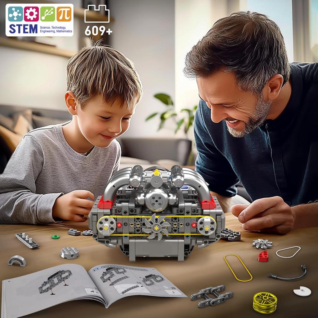 MOULD KING 10193 Техническая часть автомобиля Игрушки Моторизованный оппозитный двигатель Строительный блок Новые горизонтально-оппозитные двигательные блоки