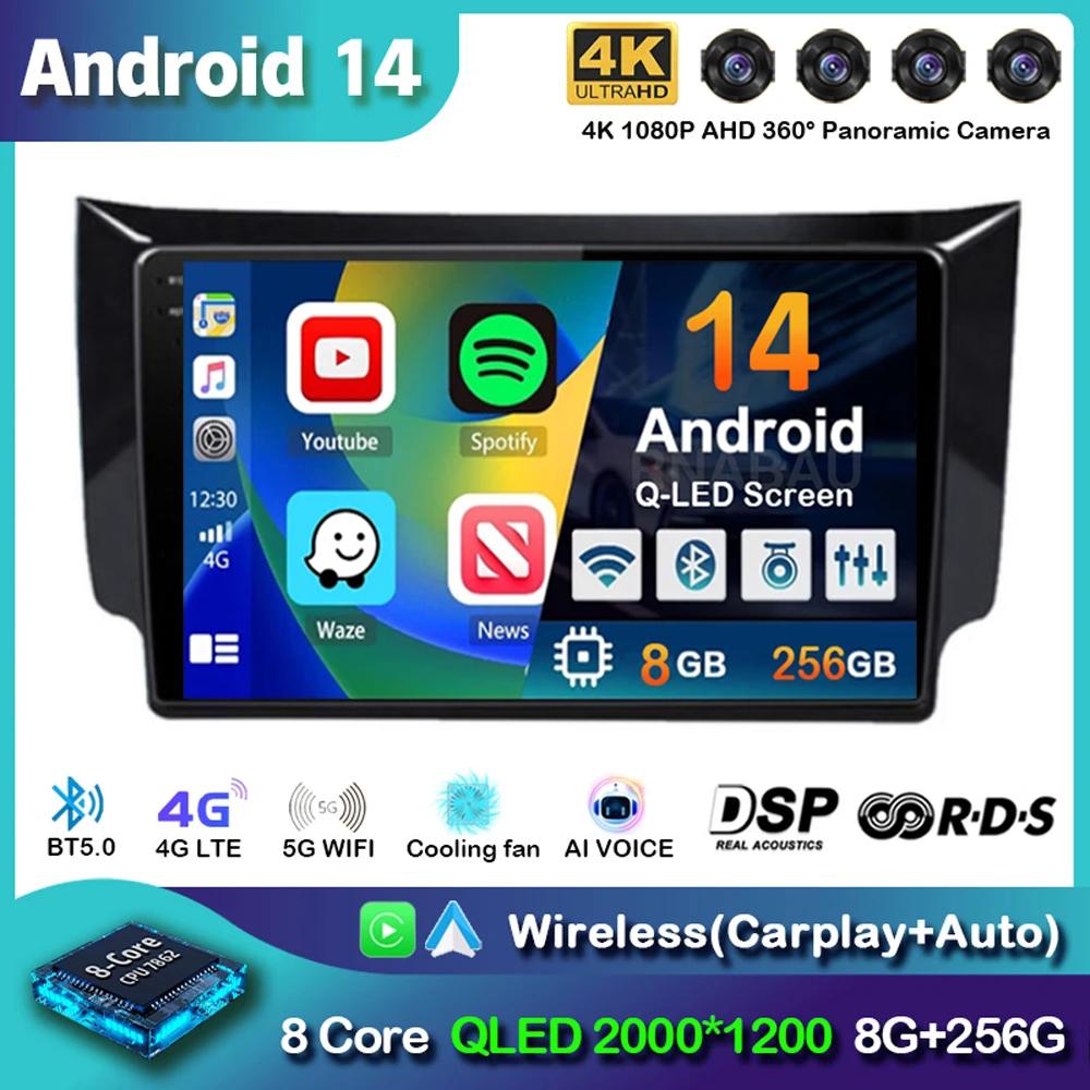 Android 14 Carplay Автомагнитола для Nissan Sylphy B17 Sentra 12 2012 2013 2014-2018 GPS Мультимедиа Видеоплеер Стерео 2din 4G