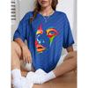 Painted Lady Face Personality Design Print T Shirt Female Street Comfortable T-Shirt