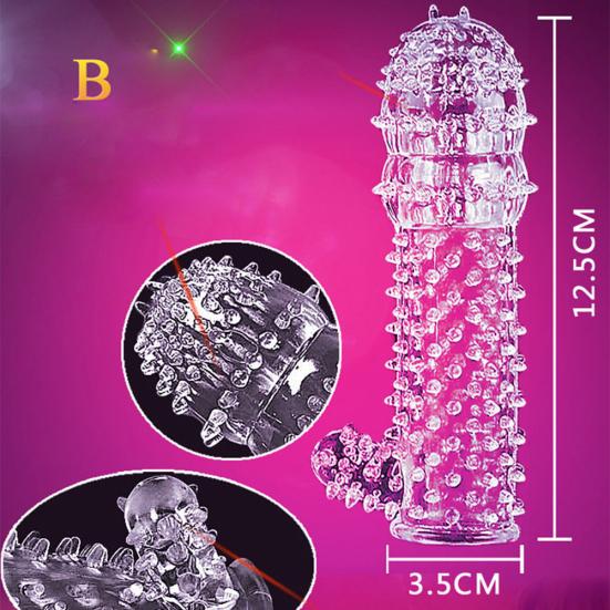 Yousheng Силиконовый Шипованный Ребристый Прозрачный Презерватив Рукав для Удлинения Пениса Игрушка для Взрослых