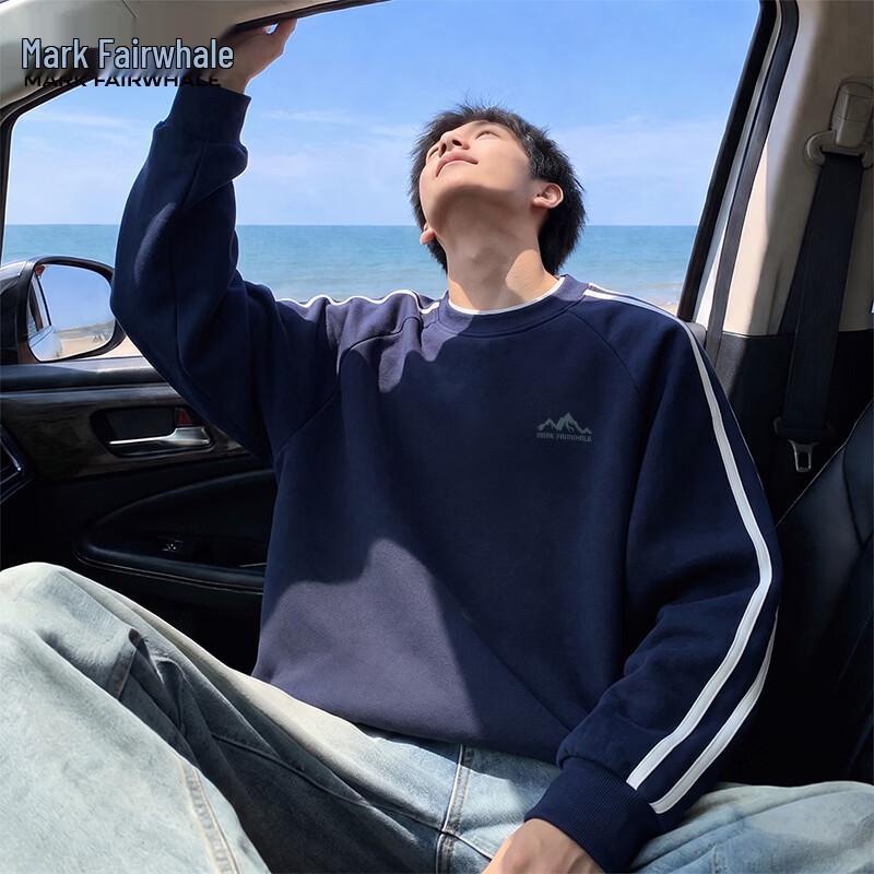 Mark Fairwhale American Style Heavyweight Color-Block Loose Sweatshirt