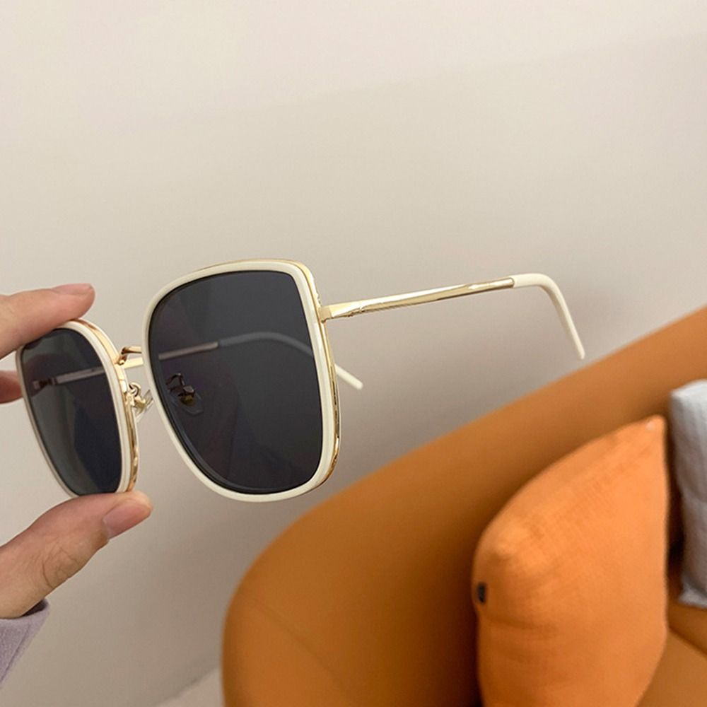 Beach Travel Metal Frame Sun Glasses Square Eyewear Vintage Oversized Sunglasses for Women