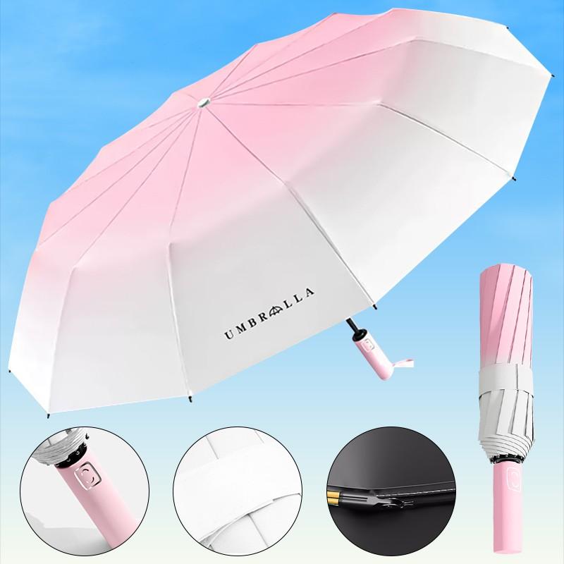 20 Bone Automatic Gradient Color Umbrella for Men Women Large 3 Fold Windproof,Waterproof Sunshade Sun UV Protection Umbrellas
