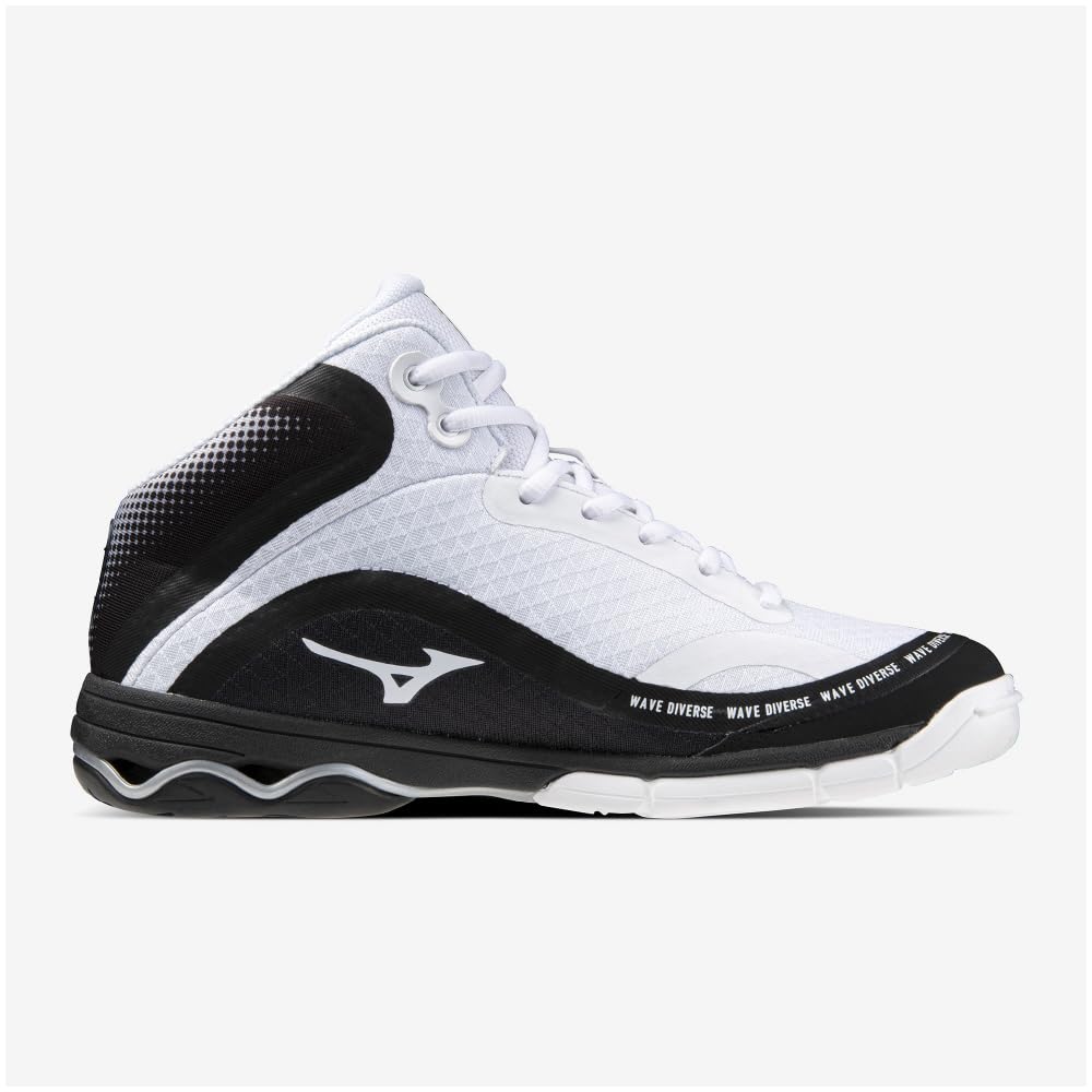 Mizuno Wave Diverse DE 2 Фитнес Размер 2E Обувь, Для помещений, Студия, Спортзал, Тренировка, Белый/Черный/Светло-серый, 24,5 см,