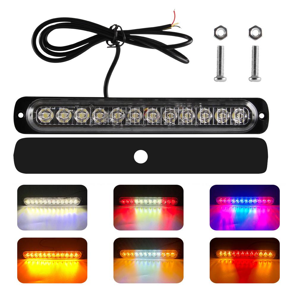 12 LED Strobe Warning Light Police Lights Tail Lamp Led Side Light 18 Flashing Modes for Car Truck Light 12V 24V White Yellow