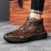 Winter/Fall Mens Handmade Casual Leather Casual Shoes High Boots Leather Shoes  for Men Soft and Comfortable Non-slip Ankle Boots