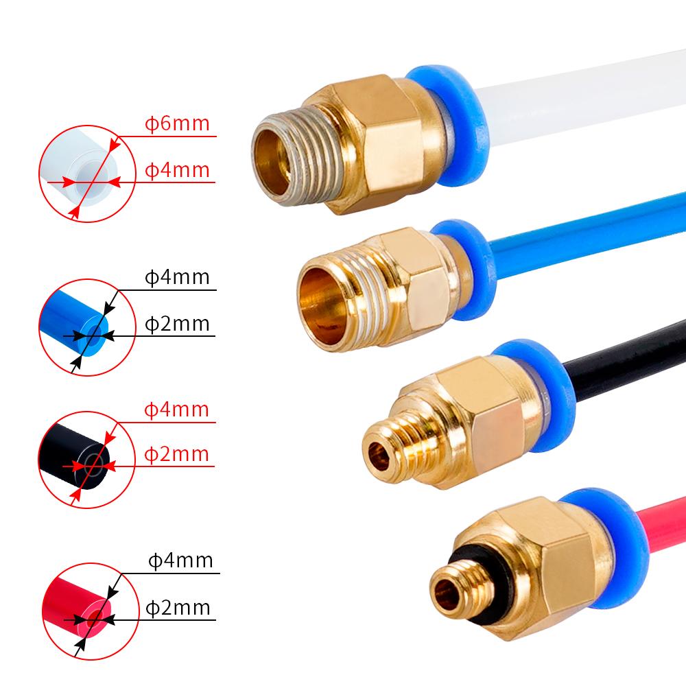 10pcs 3d Printer Accessories PC4-M6 PC4-M10 Male Straight Pneumatic PTFE Tube Push in Quick Fitting Connector for Creality Ender