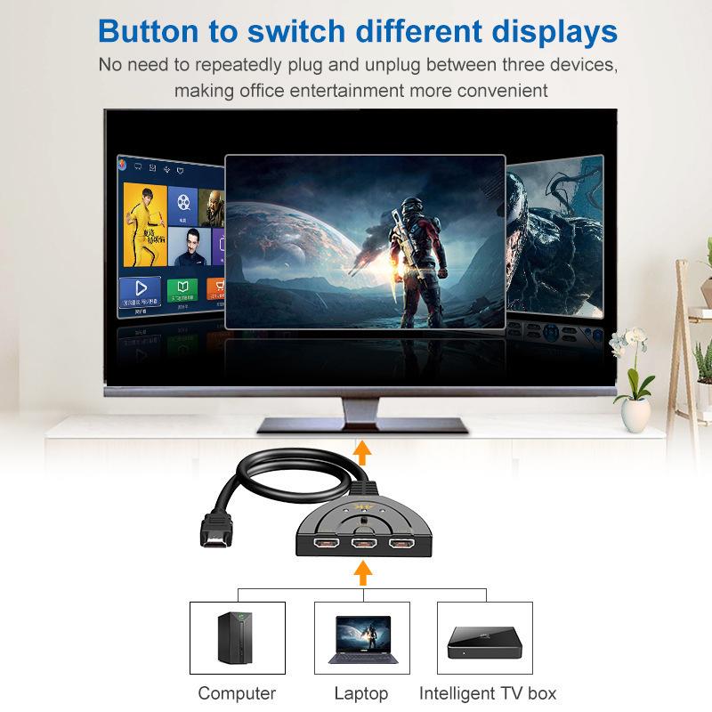 3 входа 1 выход HDMI-переключатель-сплиттер HD 1080P 4K HDMI-совместимый кабель HD-MI Видеопереключатель Адаптер-концентратор для DVD HDTV TV Box PS3 XBOX