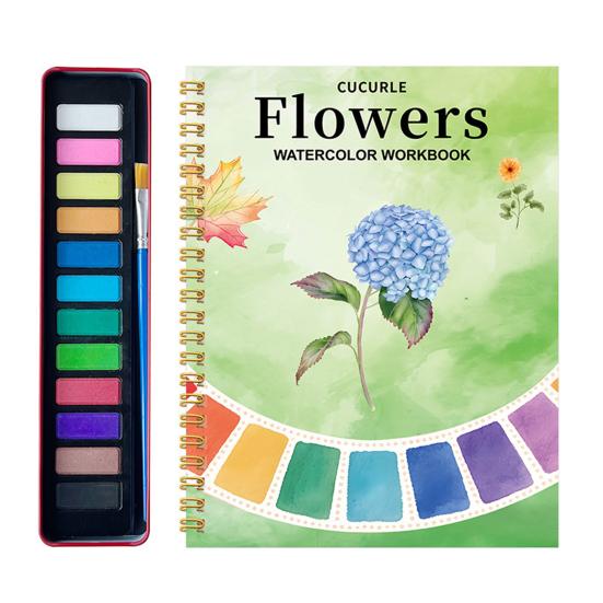 Набор для акварельной живописи для начинающих Пошаговое руководство по рисованию с 12 цветами Тема цветы животные