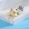 Blucome Fashion Alloy Drop Oil Sika Deer Brooch Cute Animal Women Suit Pin Clothing Accessories