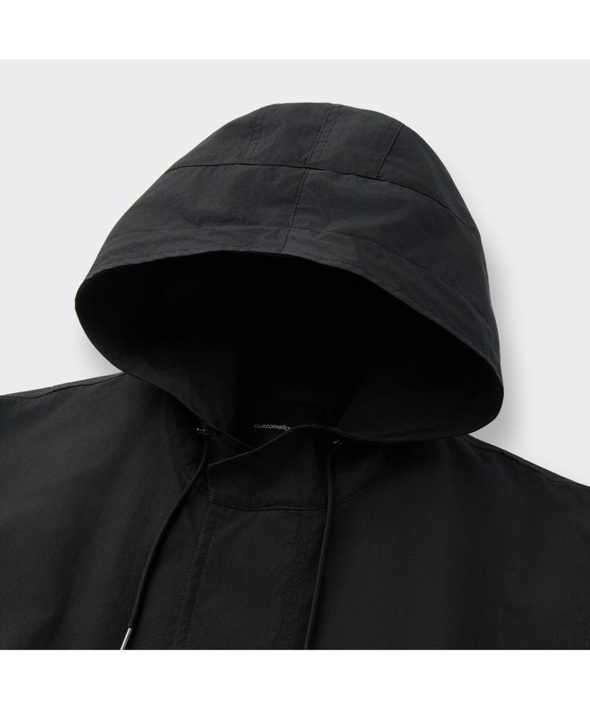 Customellow Black Detachable Fishtail Hood Coat Cwuas26111Bkx