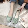 Fashion Shoes for Women Kawaii with Bow Green Ballet Cute Round Toe Woman Footwear E Non Slip Comfortable and Elegant Trend Lastest Shoe
