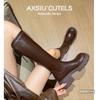 Women's Plush Long Boots - Autumn/Winter High-Top Knight Martin Boots, Elastic & Thick-Soled Design