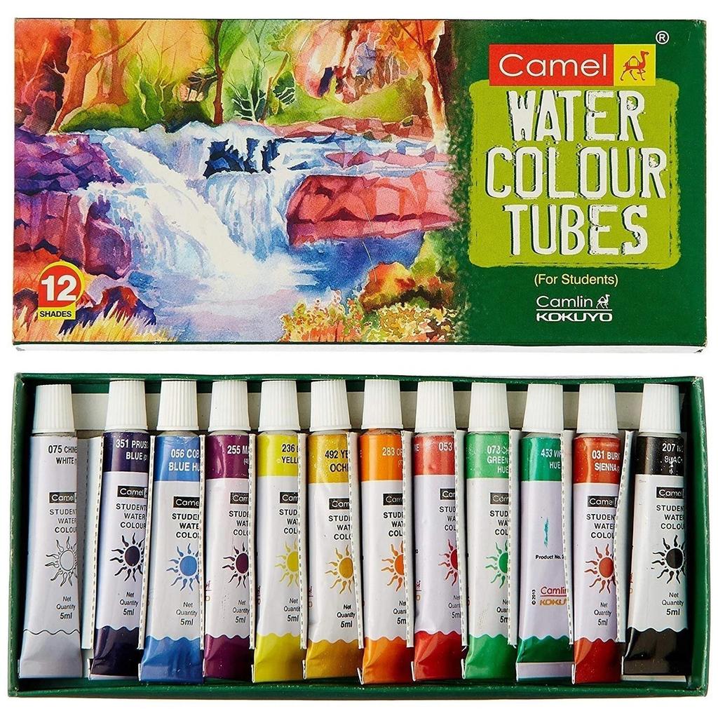 Camlin Water Colour Tubes for Student - 12 Shades, Multicolor