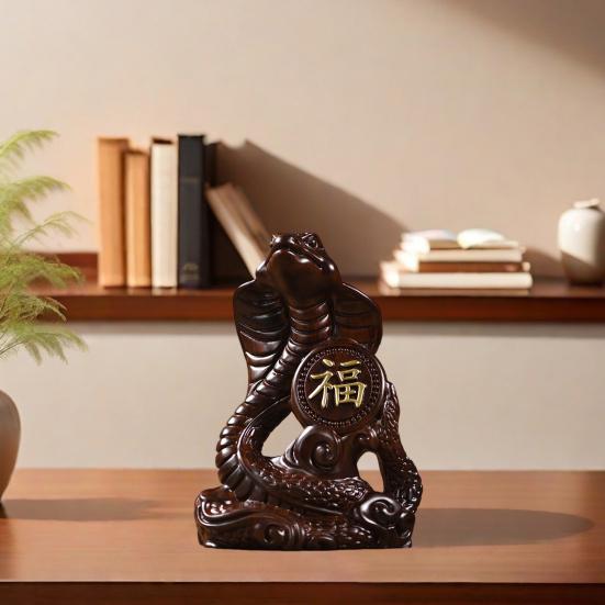 Статуэтка змеи китайского зодиака, маленькая деревянная фигурка животного фэн-шуй, 2025 лунный Новый год, скульптура змеи, домашний офис, декор для удачи, успеха, богатства