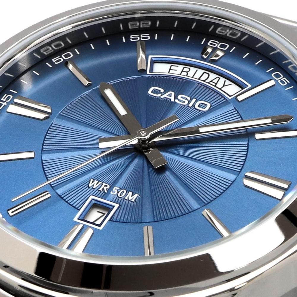 CaSio Men S Analog Quartz Watch Metal Band Blue Mtp 1381d 2av