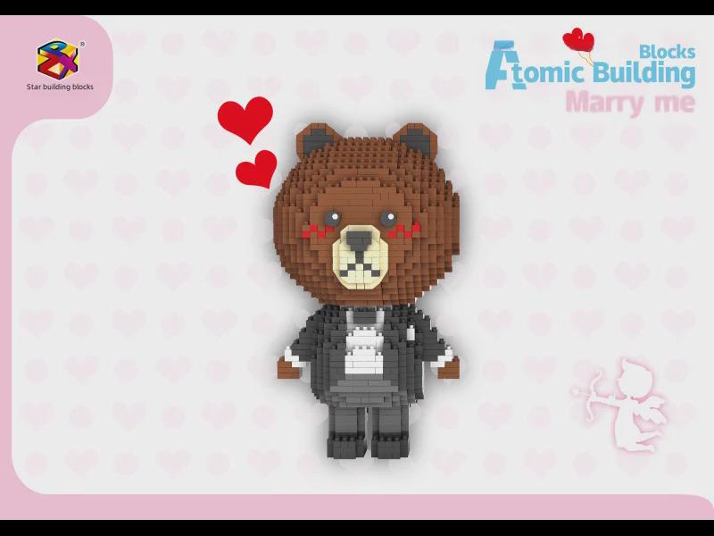 Wedding Bear Diamond Puzzle Blocks: Creative Educational Toy for Kids (8836-1-6)