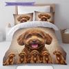 Poodle Marejus Dog Pattern Bedding Quilt Set Quilt Cover Pillowcase Home Decoration Gift (1 * duvet cover + 2 * pillowcase, without core)