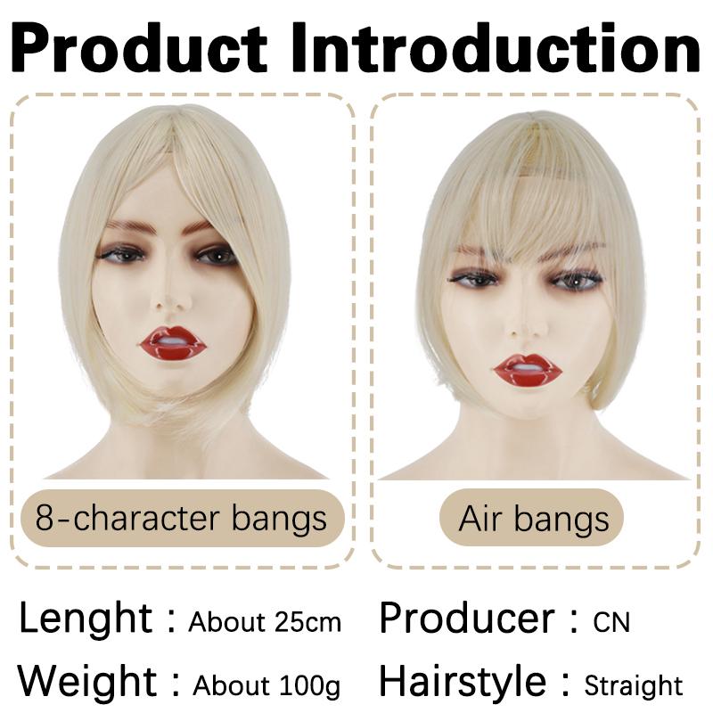Синтетический короткий прямой парик боб с воздушной челкой и средней челкой на заколке сверху парик для повседневной носки для женщин