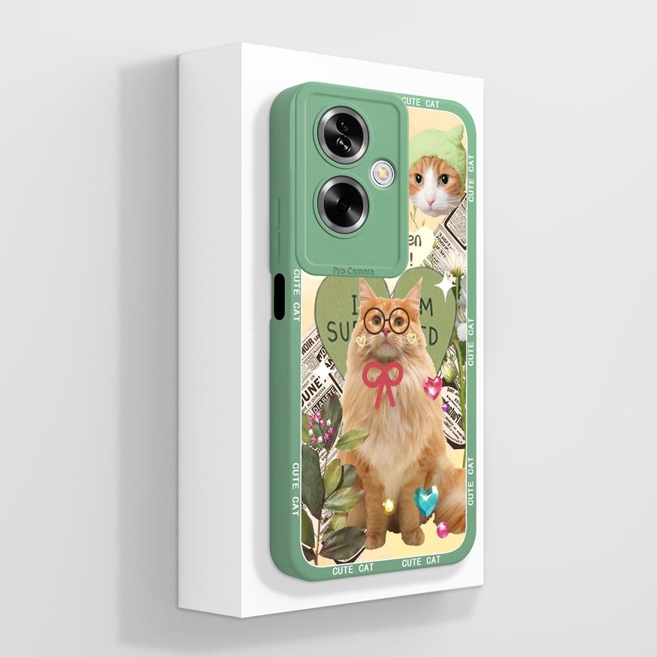 Для OPPO A79 A77 A77s A78 A83 A91 A92 A93 A93s A94 A95 A96 4G 5G чехлы для телефонов прекрасный рисунок панды котенка жидкий силиконовый противоскользящий чехол для OPPO Capa