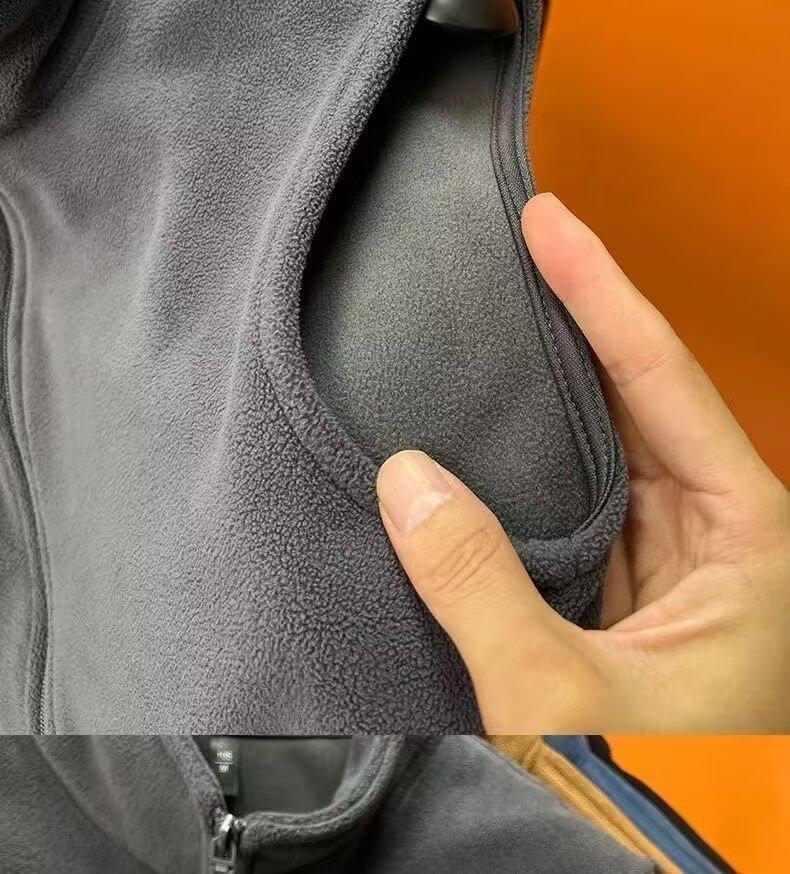 Мужская плотная жилетка-флис Бербер с молнией и воротником-стойкой для осени/зимы