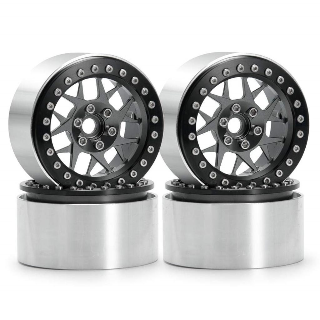 2.2 RC Beadlock Wheels Rims 12mm Hex 1/10 Aluminum Alloy Mud Slingers Hubs For 1:10 Rock Crawler Car Axial SCX10 90046 Tamiya