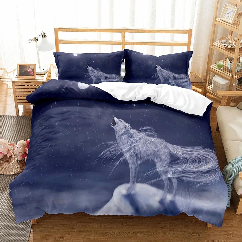 Boys Wolf Boho Wolf Wildlife Forest Comfortable Duvet Cover Pillowcase Bedding Set Children Bedroom Decoration Home Textile