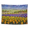Настенный гобелен Подсолнух Лаванда Картина маслом Пейзаж Украшение комнаты Фоновая ткань