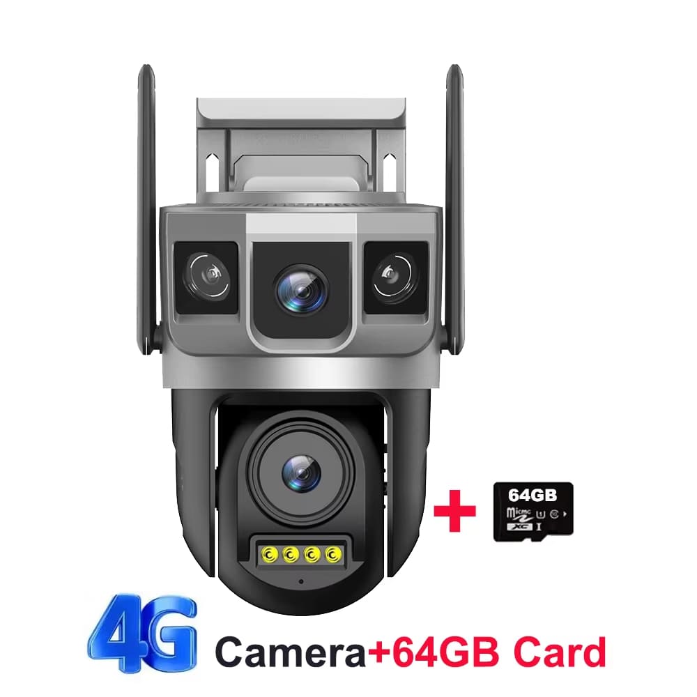 12MP 6K Двойной объектив Тройной экран 4G-SIM IP-камера WiFi Smart Network Беспроводной монитор V380 Безопасность Защита CCTV Домашние камеры