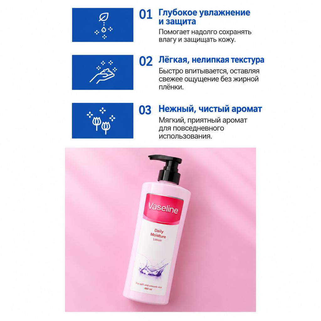 FOODAHOLIC Vaseline Daily Moisture Lotion 500ml – Deep Hydrating Barrier & All-Day Smooth Body Lotion