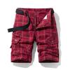 Summer Cotton Men's Shorts Casual Sports Workwear Five-point Pants Plaid Slim Multi-pocket Pants