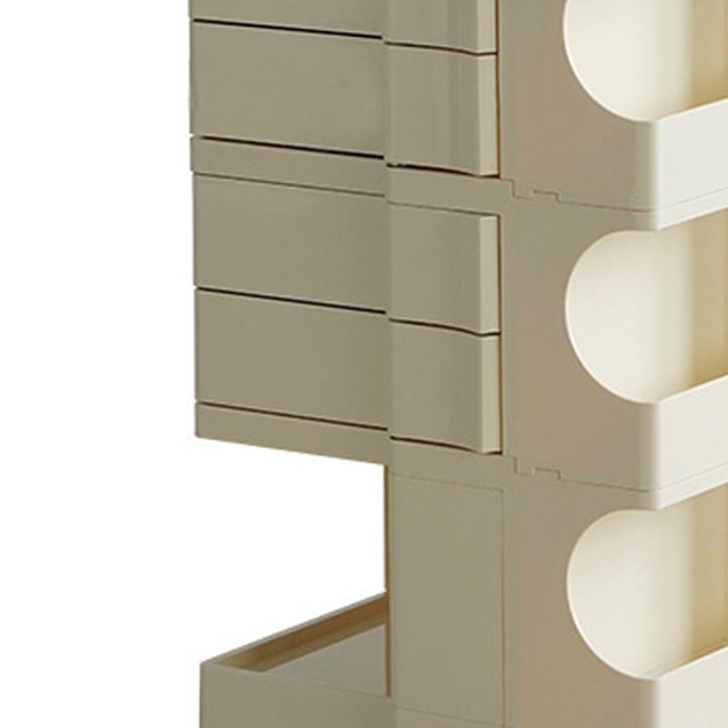 Rolling Nightstand 3 Layer Rotating Drawer Impact Resistant Plastic Wheel Bedside Table for Bedroom