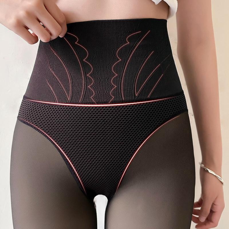 Women's High Waist Tummy Control Butt Lift Leggings Fake Translucent Skin Tights Winter Pantyhose 2 Style