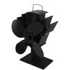 Heat Powered Fireplace Fan 4 Blades Aluminum Alloy Stove Fan High Temperature Proof Black Eco
