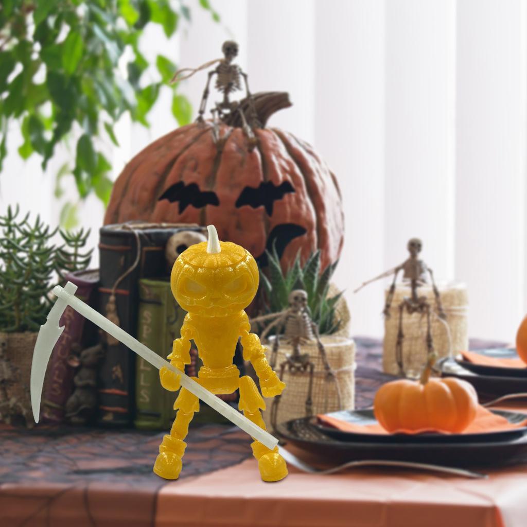 Украшения в виде черепов из тыкв на Хэллоуин с подвижными суставами и светящимися праздничными украшениями для сада