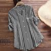 Воротник большого размера, цветной, однобортный, в полоску, с контрастным принтом, с длинными рукавами, отложными пуговицами, свободная повседневная блузка, одежда