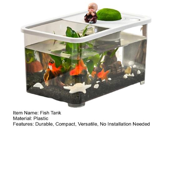 Пластиковый аквариум для рыбок, небольшой аквариум для рыбок Betta с подвесной корзиной, домашний аквариум, набор для черепах, крабов, рыб, амфибий, рептилий