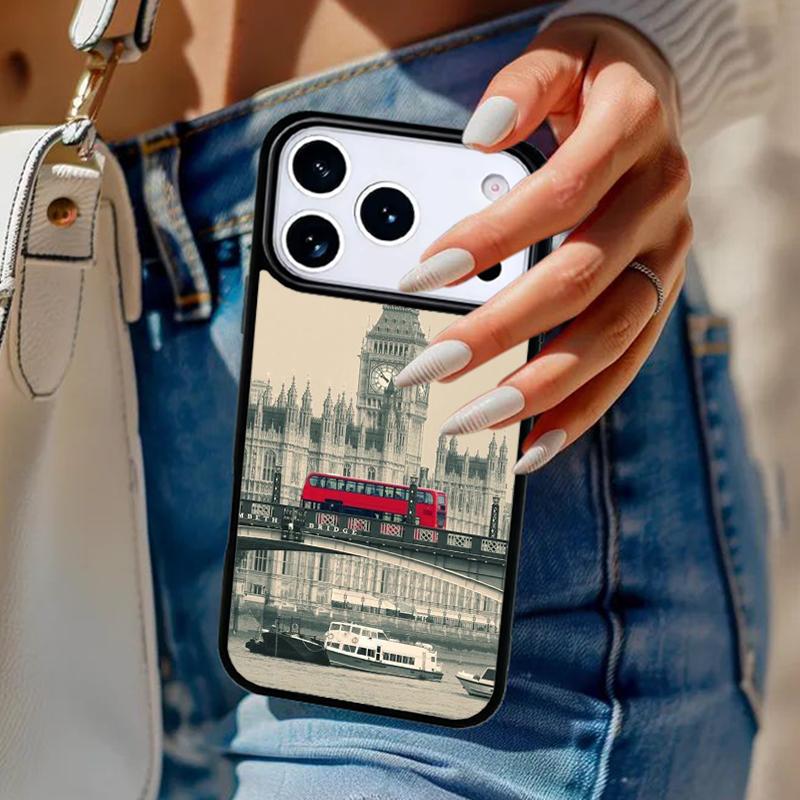 Famous London Landmarks Street Sign Phone Case For iPhone 17 Air 14 15 13 12 Max Cover For Apple 16 16e 11 Pro Max Plus Coque