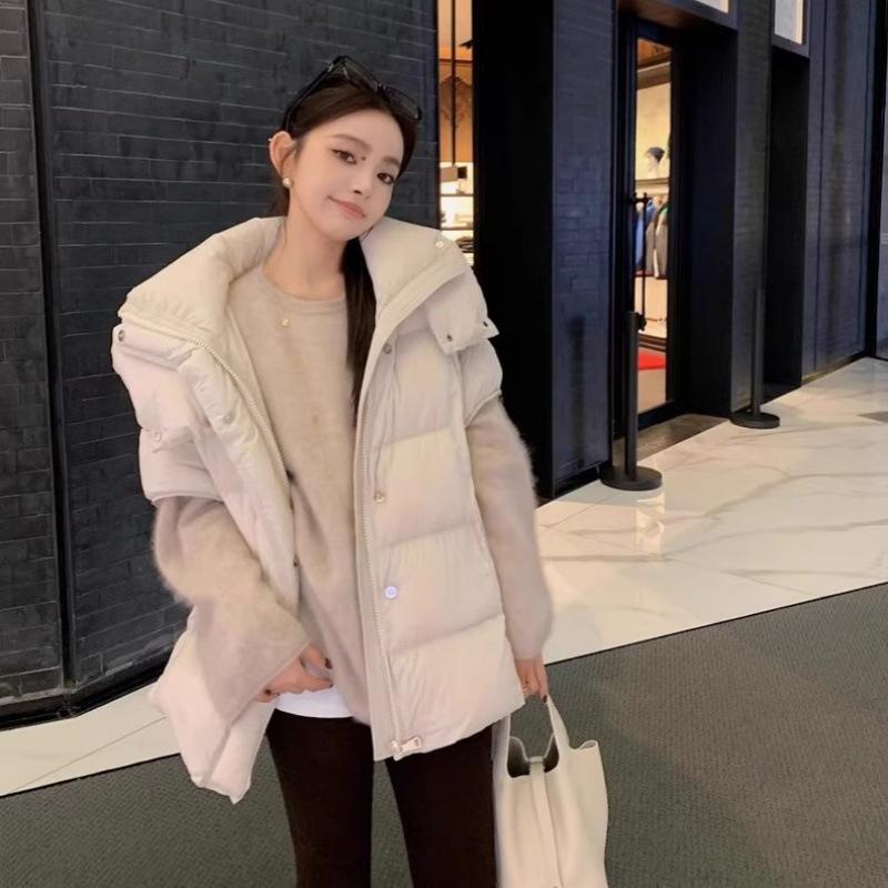 Пуховый жилет женский популярный зимний 2024 новый популярный маленький мужской жилет в иностранном стиле универсальный с капюшоном