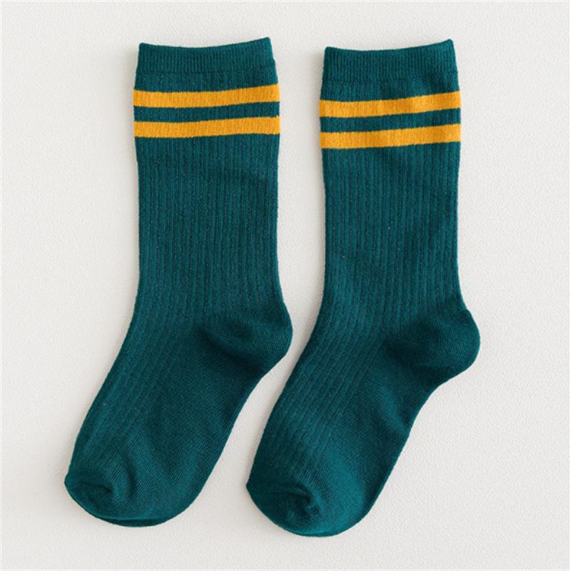 Socks Women's Autumn and Winter Japanese Style Pile Socks Solid Color Mid-tube College Style Parallel Bars Trend Retro Ladies Striped Socks