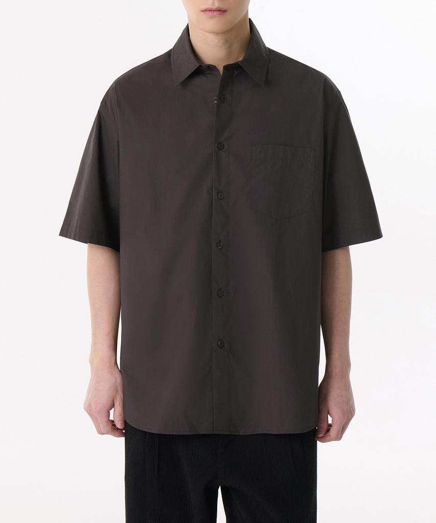 MUSINSA STANDARD Relaxed Soft Poplin Short Sleeve Shirt [Gunmetal]