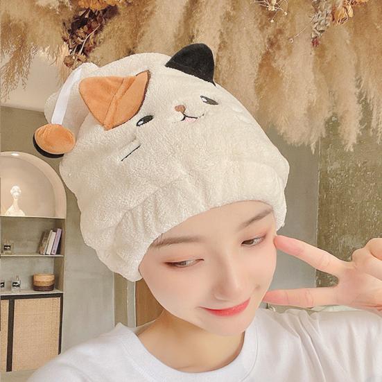 Полотенце для волос, супермягкое, эластичное, водопоглощающее, коралловый флис, милый кот, зимняя шапка для сушки волос в помещении, гаджет для ванной комнаты, ежедневное использование