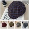 Хлопковая клетчатая кепка-облако тонкая женская восьмиугольная шляпа шляпа художника клетчатый берет летняя