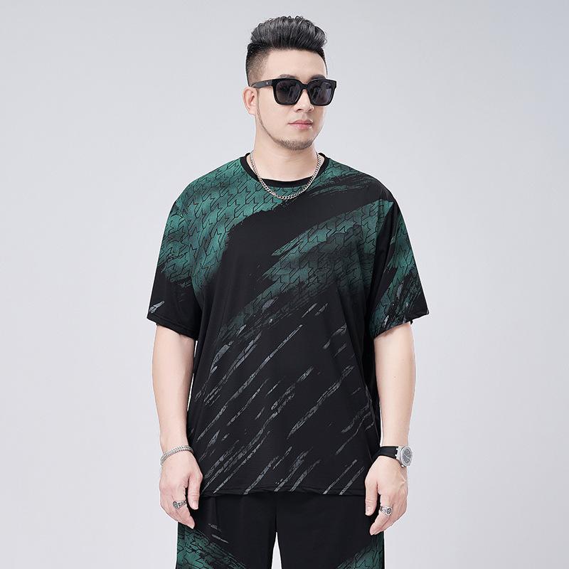 Ice Silk Breathable Short Sleeved T-shirt Men's Quick Drying Elastic Plus Size Top