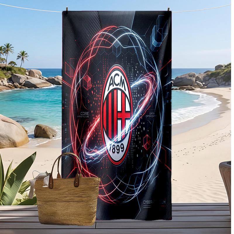 Пляжное полотенце с принтом AC Milan, быстросохнущее, мягкое, портативное, большое, прямоугольное, пляжное покрывало для путешествий, бассейна