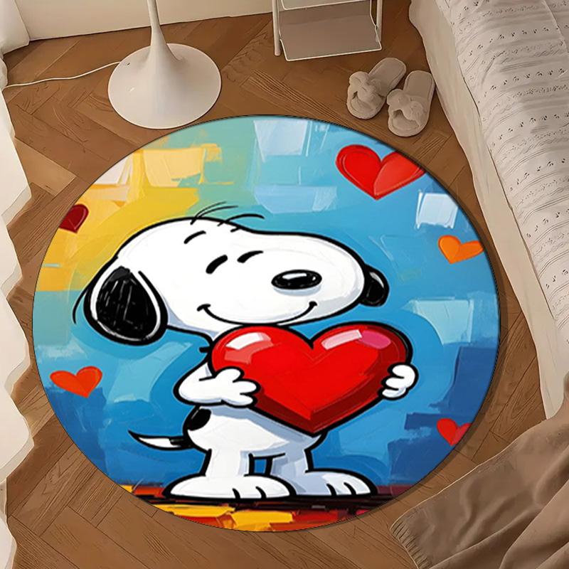 Cute Dog Heartfelt Night Round Rug for Livingroom,Bedroom, Palyroom, Chair Rug, Area rug, Circle Carpet, Large Size Fan Christmas gift